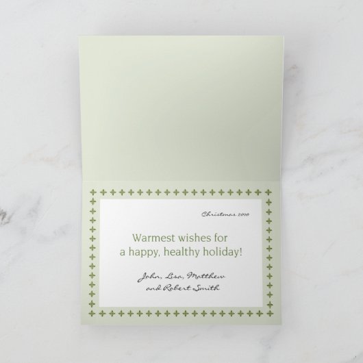 Groen 6 fotowenskaart feestdagen kaart (Binnen)