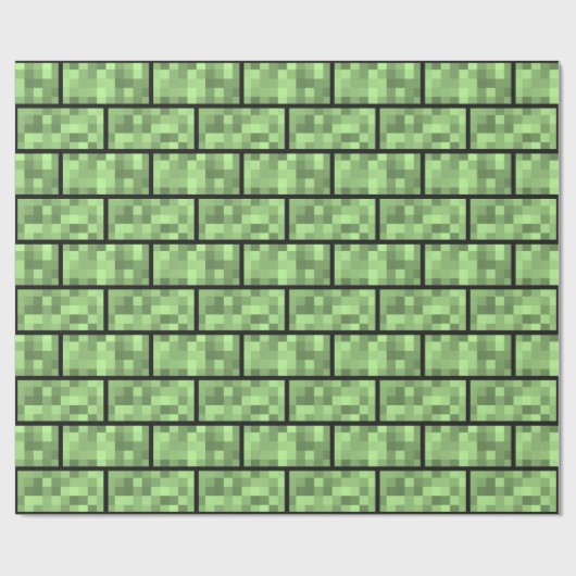 Groen 8-bits videogame Style Bricks Pattern Cadeaupapier (Vlak)