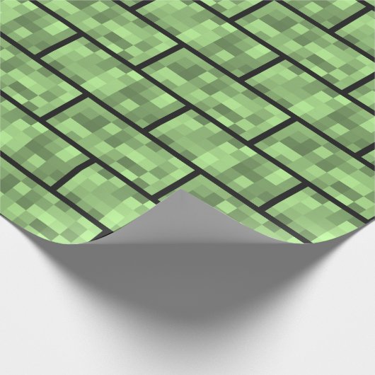 Groen 8-bits videogame Style Bricks Pattern Cadeaupapier (Hoek)