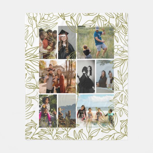 Groen 9 Foto Collage Persoonlijk  Fleece Deken (Voorkant)