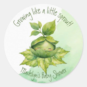Groen Aangepast Geïllustreerd Natuur Baby shower Ronde Sticker