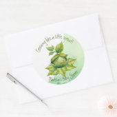Groen Aangepast Geïllustreerd Natuur Baby shower Ronde Sticker (Envelop)