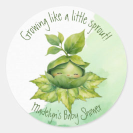 Groen Aangepast Geïllustreerd Natuur Baby shower Ronde Sticker