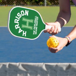 Groen aangepast monogram, initiaal en team pickleball paddle