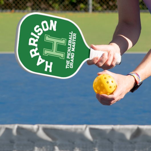 Groen aangepast monogram, initiaal en team pickleball paddle (Insitu)
