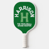 Groen aangepast monogram, initiaal en team pickleball paddle (Voorkant)