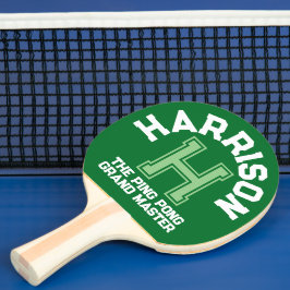 Groen aangepast monogram, initiaal en team tafeltennisbatje