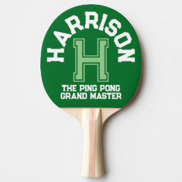 Groen aangepast monogram, initiaal en team tafeltennisbatje