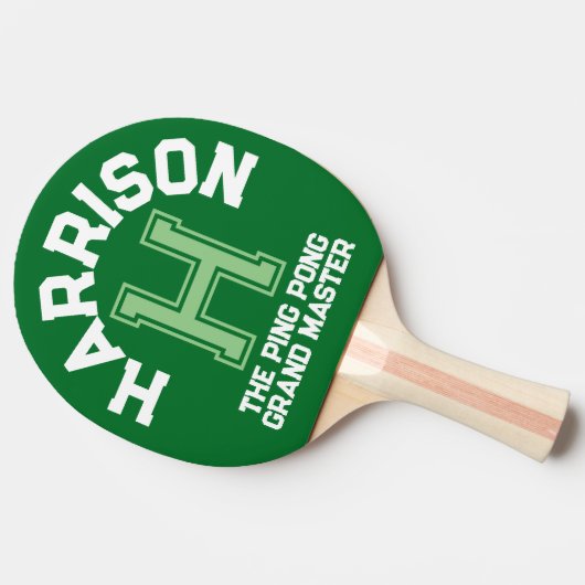 Groen aangepast monogram, initiaal en team tafeltennisbatje (Zijkant)