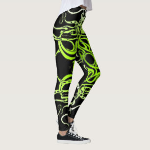 Groen Aangepast Tribal Tattoo Ontwerp Leggings