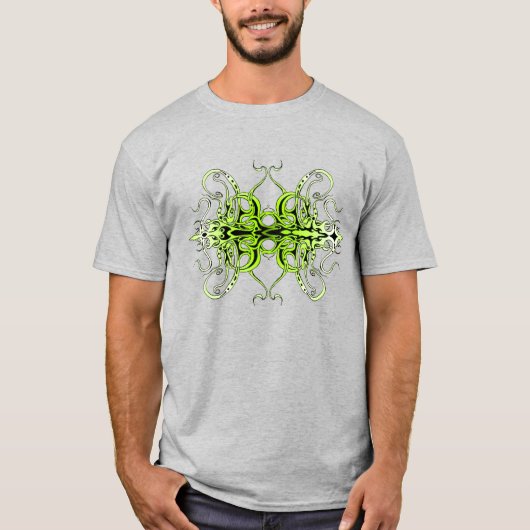 Groen Aangepast Tribal Tattoo Ontwerp T-shirt (Voorkant)