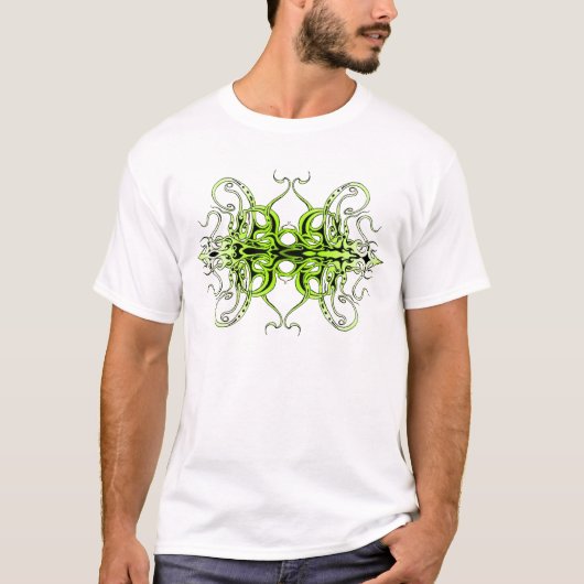 Groen Aangepast Tribal Tattoo Ontwerp T-shirt (Voorkant)