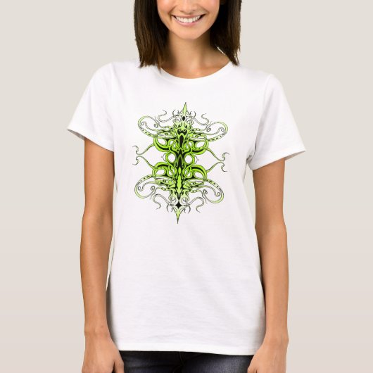 Groen Aangepast Tribal Tattoo Ontwerp T-shirt (Voorkant)
