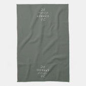 Groen | Aangepaste Botanische Uw Naam Keuken Theedoek (Verticaal)