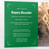 Groen Abstract Afstuderen van de Foto van de Borst Drieluik Uitnodiging (Binnenzijde eerst)