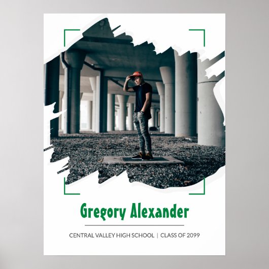 Groen Abstract Afstuderen van de Foto van de Borst Poster (Voorkant)