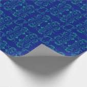 Groen abstract blauw wijnpatroon cadeaupapier (Hoek)