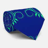 Groen abstract blauw wijnpatroon stropdas (Opgerold)