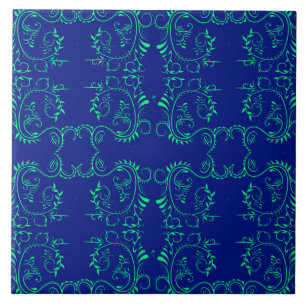Groen abstract blauw wijnpatroon tegeltje