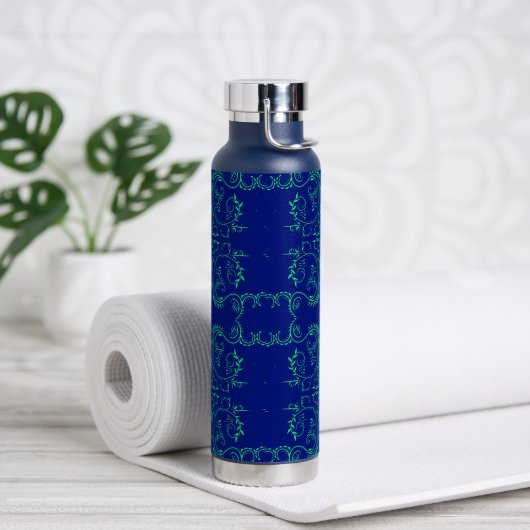 Groen abstract blauw wijnpatroon waterfles (Yoga)