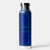 Groen abstract blauw wijnpatroon waterfles (Links)