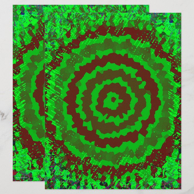 Groen Abstract Bloem Scrapbook Papier 2-zijdige Pa (Voorkant / Achterkant)