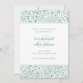 Groen Abstract Bloemen Modern Seaside Bruiloft Save The Date (Voorkant)