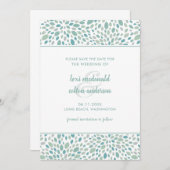 Groen Abstract Bloemen Modern Seaside Bruiloft Save The Date (Voorkant / Achterkant)