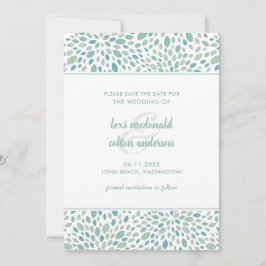 Groen Abstract Bloemen Modern Seaside Bruiloft Save The Date