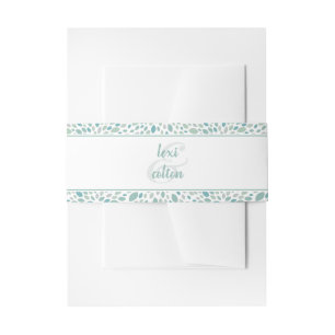 Groen Abstract Bloemen Modern Seaside Bruiloft Uitnodigingen Wikkel