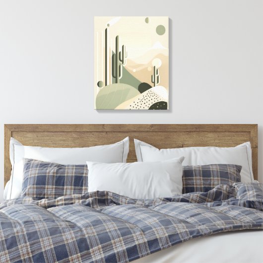 Groen Abstract Boho woestijnlandschap Canvas Afdruk (Insitu (Slaapkamer))