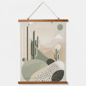 Groen Abstract Boho woestijnlandschap Hangend Wandkleed (Voorkant)