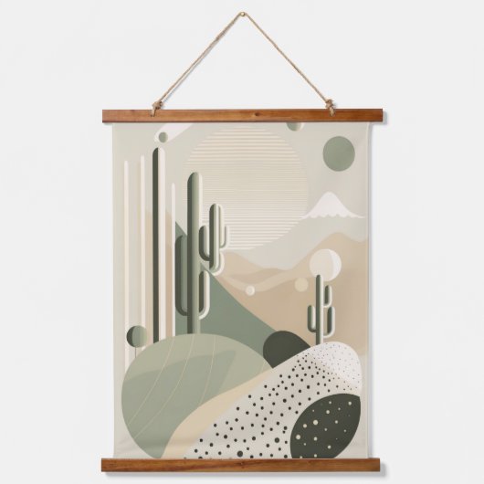 Groen Abstract Boho woestijnlandschap Hangend Wandkleed (Voorkant)