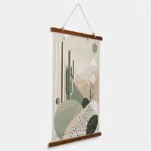Groen Abstract Boho woestijnlandschap Hangend Wandkleed (Gebogen)