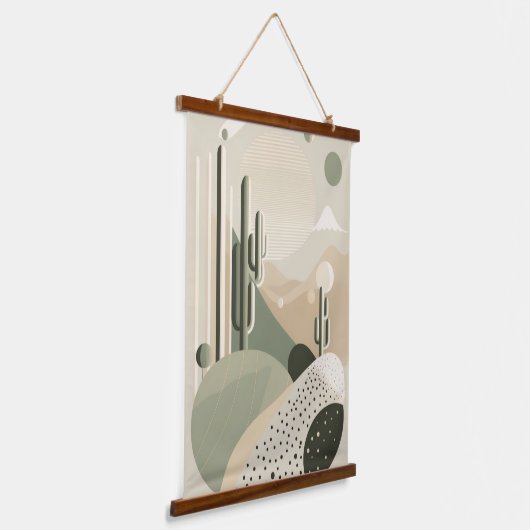 Groen Abstract Boho woestijnlandschap Hangend Wandkleed (Gebogen)