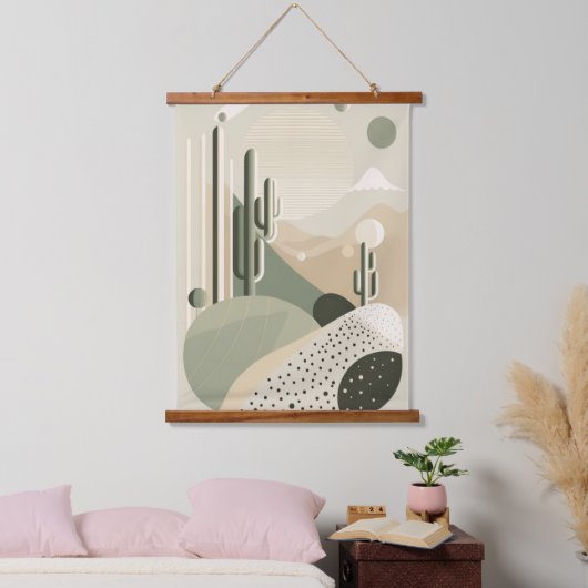 Groen Abstract Boho woestijnlandschap Hangend Wandkleed (Slaapkamer)