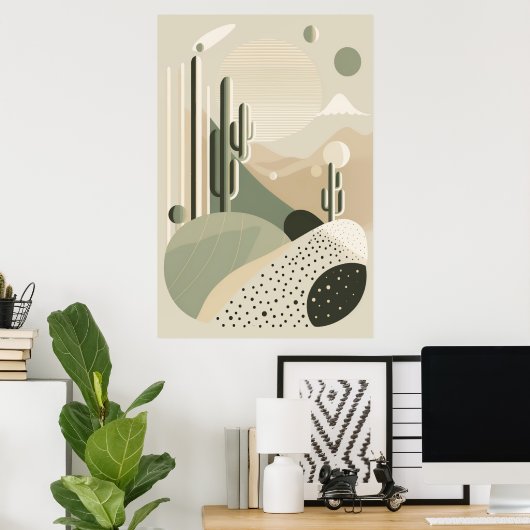 Groen Abstract Boho woestijnlandschap Poster (Thuiskantoor)