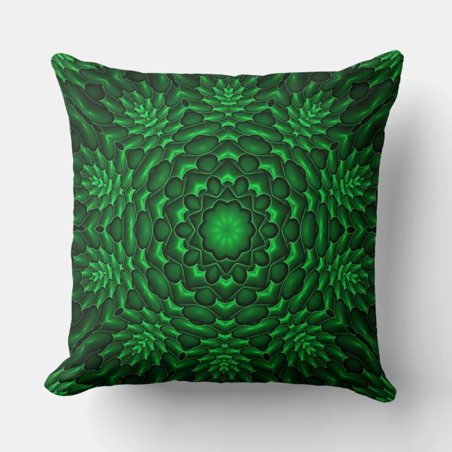Groen Abstract Cactus Floral Pattern Sierkussen (Voorkant)