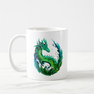 Groen Abstract Dragon Natuur ontwerp Koffiemok