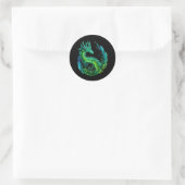 Groen Abstract Dragon Natuur ontwerp Ronde Sticker (Tas)