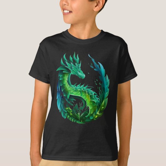 Groen Abstract Dragon Natuur ontwerp T-shirt (Voorkant)