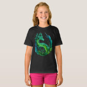 Groen Abstract Dragon Natuur ontwerp T-shirt (Voorkant volledig)