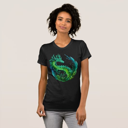 Groen Abstract Dragon Natuur ontwerp T-shirt (Voorkant volledig)