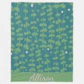 Groen Abstract Floral Vines Pattern Gepersonalisee Fleece Deken (Voorkant)