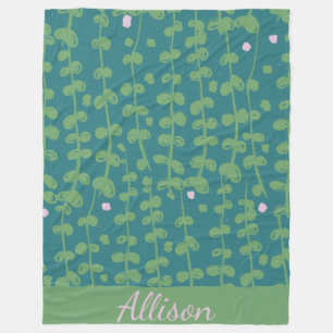 Groen Abstract Floral Vines Pattern Gepersonalisee Fleece Deken