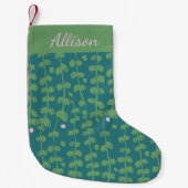 Groen Abstract Floral Vines Pattern Gepersonalisee Kleine Kerstsok (Voorkant)