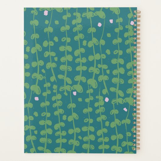 Groen Abstract Floral Vines Pattern Gepersonalisee Planner (Achterkant)