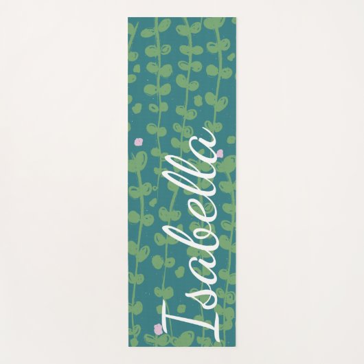 Groen Abstract Floral Vines Pattern Gepersonalisee Yogamat (Voorkant)
