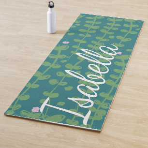Groen Abstract Floral Vines Pattern Gepersonalisee Yogamat