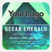 Groen Abstract Geometrisch Merk Product Label (Voorkant)